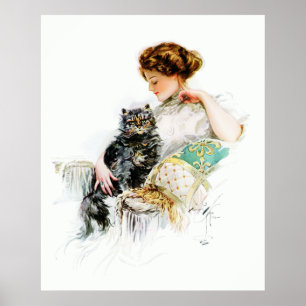 Pôster Harrison Fisher: Mulher com gato