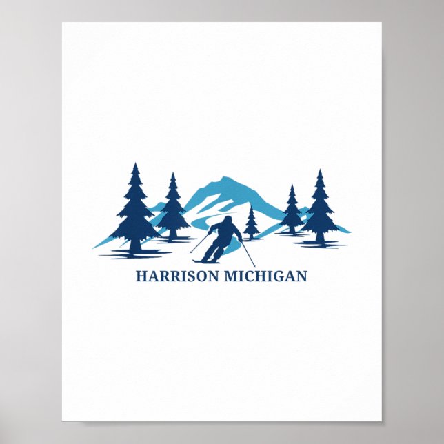 Poster Harrison Michigan Ski Resort Skiier _1 (Frente)