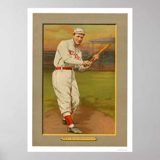Pôster Harry Niles Red Sox Baseball em 1911 (Frente)