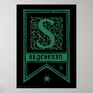 Pôster Harry Potter   Banner Monograma Slytherin
