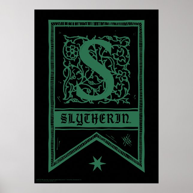 Pôster Harry Potter | Banner Monograma Slytherin (Frente)