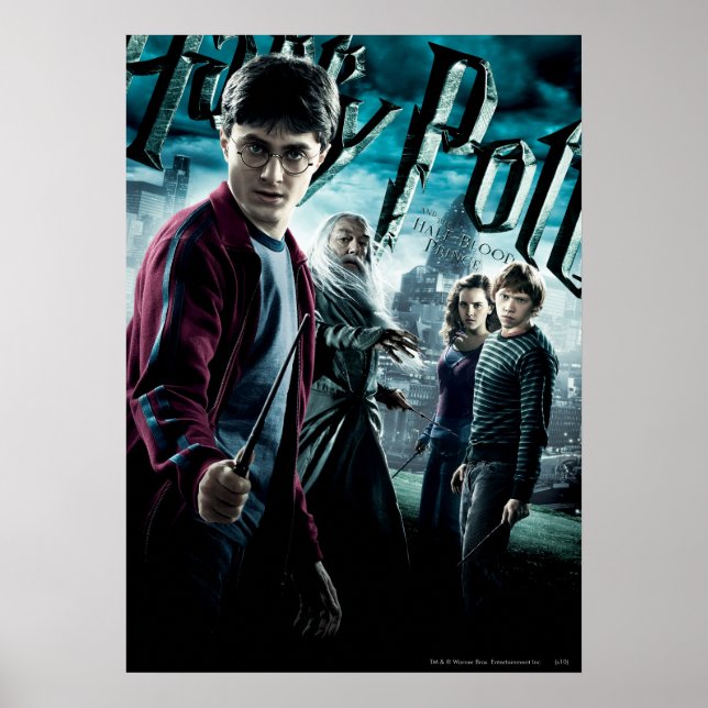 Pôster Harry Potter com Dumbledore Ron e Hermione 1 (Frente)