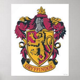 Pôster Harry Potter   Gryffindor Crest Dourado e Vermelho
