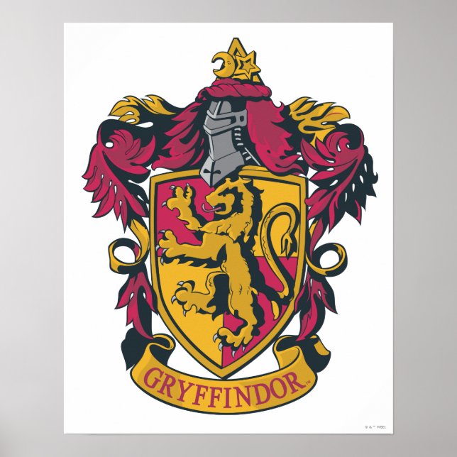 Pôster Harry Potter | Gryffindor Crest Dourado e Vermelho (Frente)
