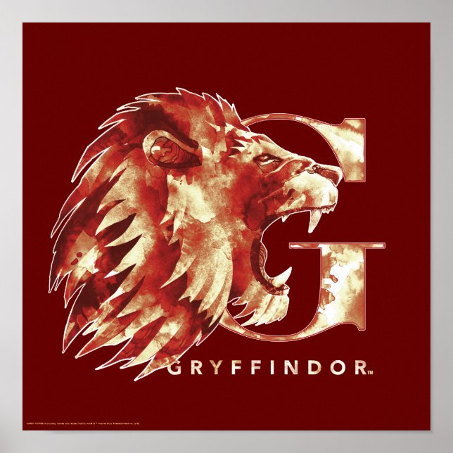 Poster Harry Potter | GRYFFINDOR™ Lion Watercolor (Frente)