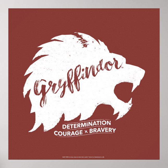 Poster Harry Potter | GRYFFINDOR™ Tipografia Silhueta (Frente)