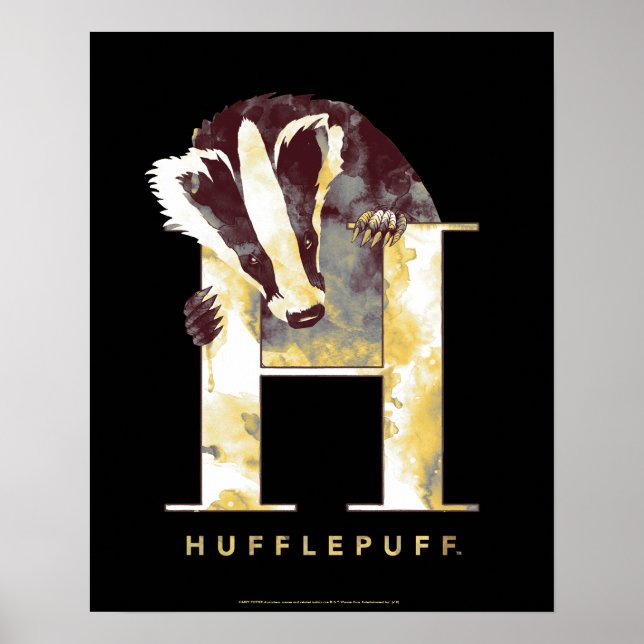 Poster Harry Potter | HUFFLUFF™ Badger Watercolor (Frente)