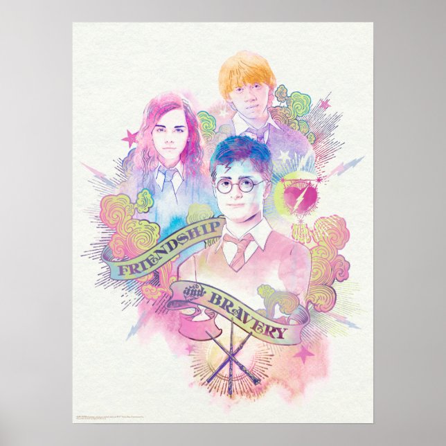 Poster Harry Potter Spell | Harry, Hermione e Ron Waterc (Frente)