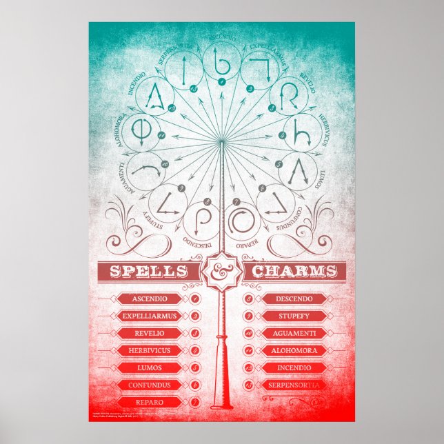 Poster Harry Potter Spell | Ortografia e Instruções C (Frente)