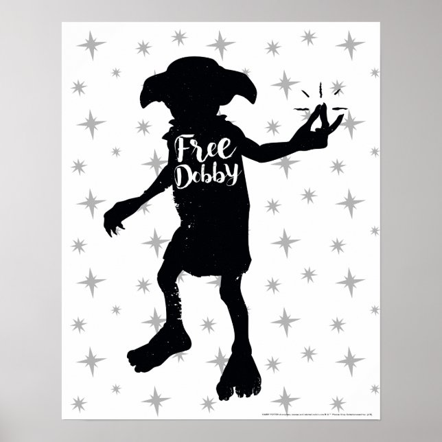 Poster Harry Potter | Tipografia Silhouette "Dobby Livre" (Frente)