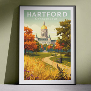 Poster Hartford Connecticut Antigo