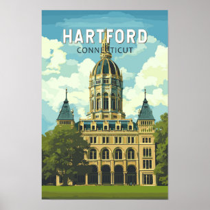 Poster Hartford Connecticut Viagem Arte Vintage