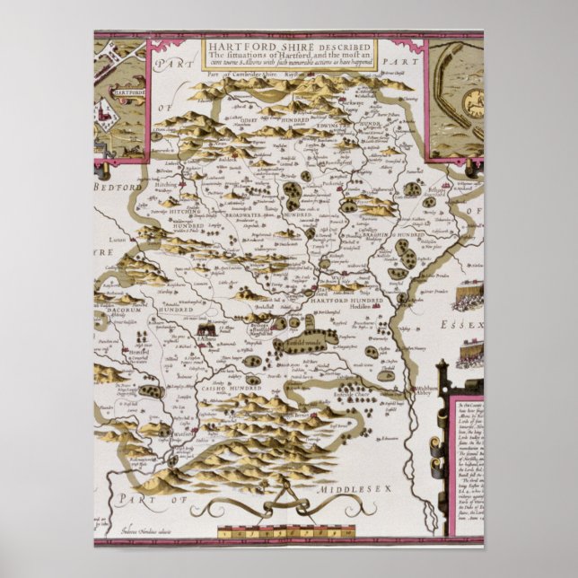 Pôster Hartfordshire e a situação de Hartford (Frente)