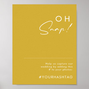 Poster Hashtag de Casamento Dourado e Minimalista Moderno