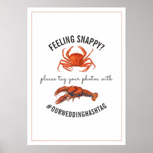 Poster Hashtag de Casamento Sentindo Caranguejo e Lagosta
