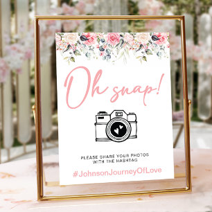 Poster Hashtag Floral do Snap Blush Elegante
