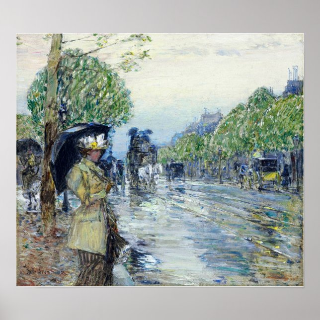 Poster Hassam - Dia de Chuva. Na Avenida 1893 (Frente)