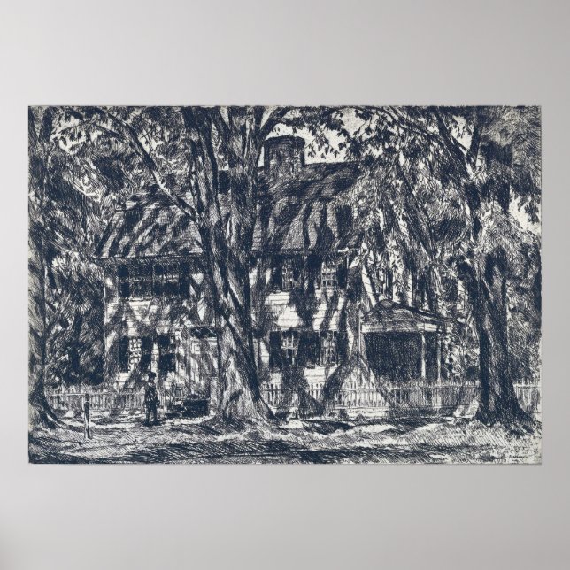 Poster Hassam - Lion Gardiner House Easthampton (Frente)