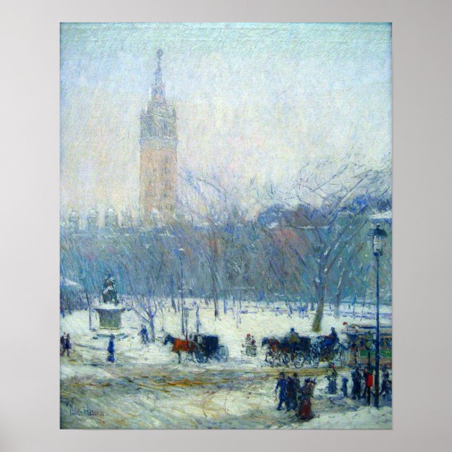 Poster Hassam - Madison Square Snowstorm em 1893 (Frente)