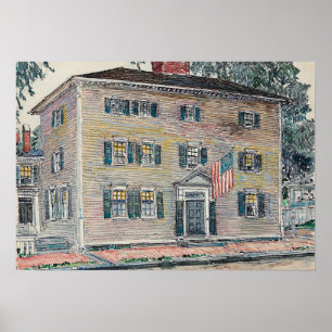 Poster Hassam - Mansão Frame New Hampshire 1917