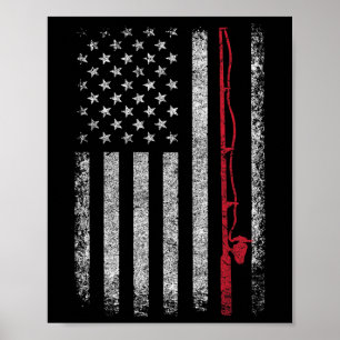Poster Haste de Pesca da Bandeira Americana Amante de Pes