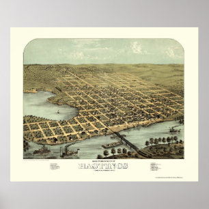 Pôster Hastings, mapa panorâmico do manganês - 1867