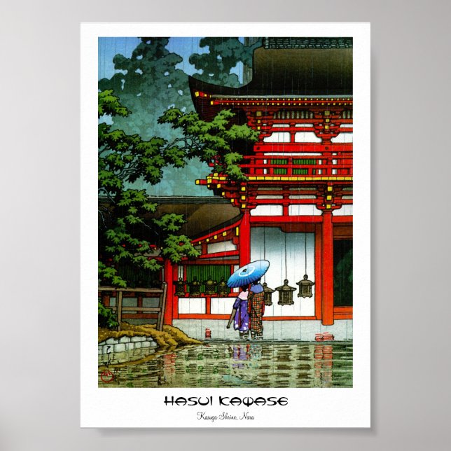 Pôster Hasui Kawase, Kasuga Shrine Nara shin hanga art (Frente)