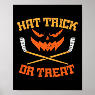 Poster Hat Trick Ou Truque de Hóquei no Gelo Halloween Me