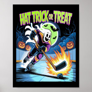 Poster Hat Trick Ou Truque Engraçado de Hóquei no Gelo Fa