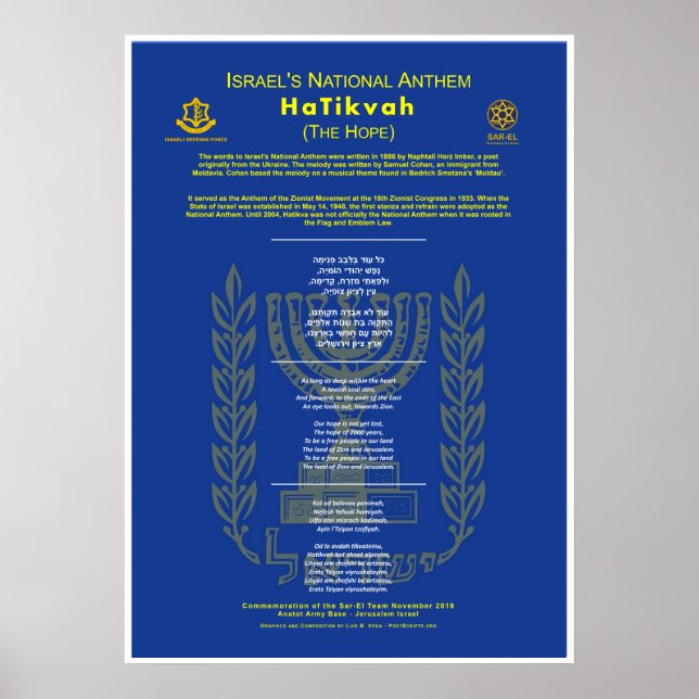 Poster HaTikvah-Israel-hino nacional (Frente)