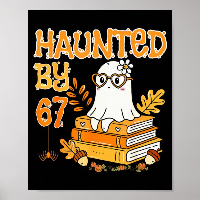 Poster Haunted By 67 Funny Reading Ghost And Pumpkin Hall (Frente)