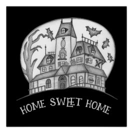 Pôster Haunted House and Bats Halloween