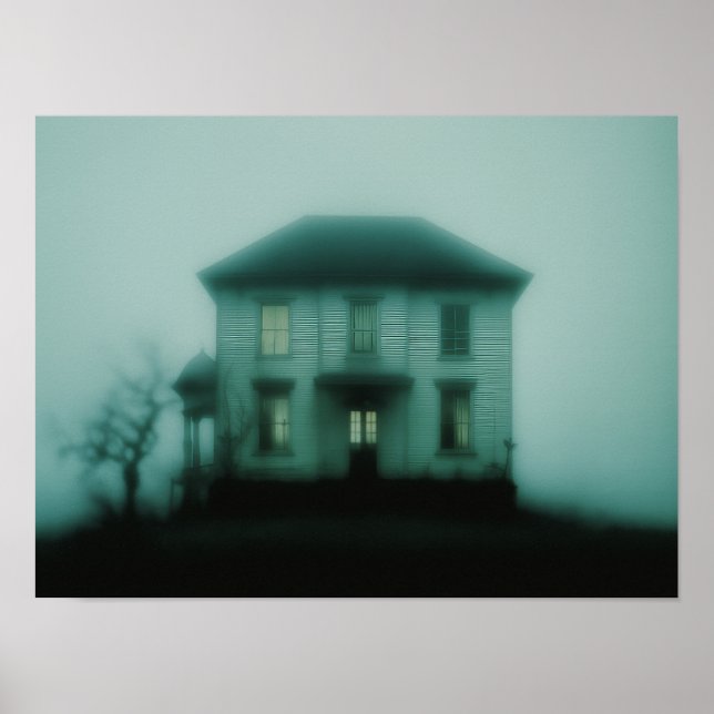 Poster Haunted Victorian Mansion Foggy Atmospheric Horror (Frente)