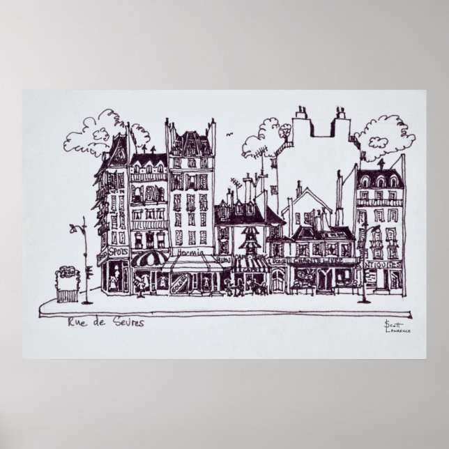 Poster Haussmann Architecture | rue de Sevres (Frente)