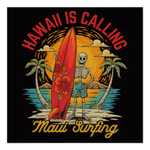 Pôster Havaí Está Chamando Vibes de Surf da Ilha Maui