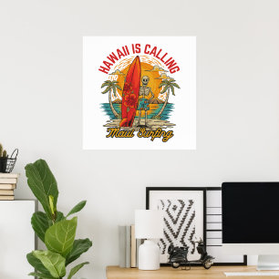 Poster Havaí Está Chamando Vibes de Surf da Ilha Maui