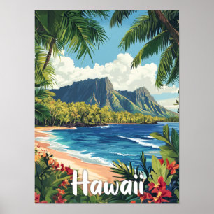 Poster Havaí EUA Art Vintage Illustration Viagem