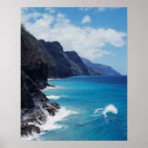 Pôster Havaí, Kauai, Ondas do Oceano Pacífico