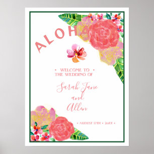 Poster Havaiano Aloha Wedding Bem-vindo 2
