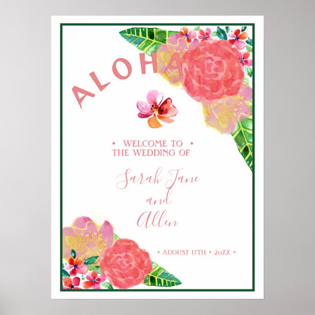 Poster Havaiano Aloha Wedding Bem-vindo 2 (Frente)