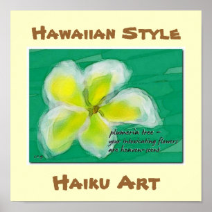 Poster havaiano da arte dos haicais do Plumeria do