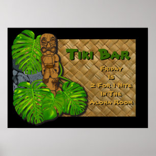 Poster havaiano do bar de Tiki