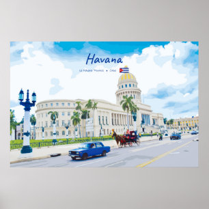Poster Havana, Cuba - Alma Clássica Vintage
