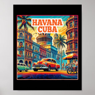 Poster Havana Cuba Camisa Turística de Viagem da Família