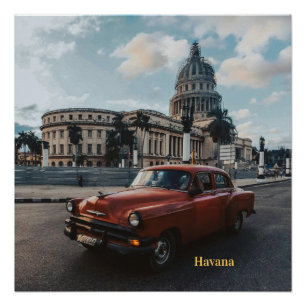 Pôster Havana Cuba Carro Clássico Antigo