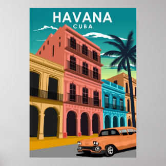 Poster Havana Cuba Island Vintage - Cidade Retroativa Mín
