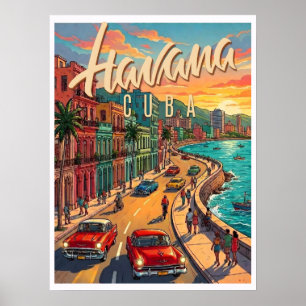 Poster Havana Cuba Viagens Antigas