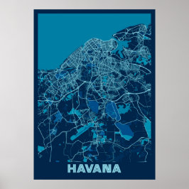 Poster Havana - Mapa da Cidade da Paz em Cuba