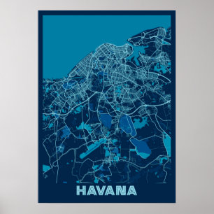 Poster Havana - Mapa da Cidade da Paz em Cuba
