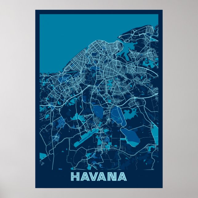 Poster Havana - Mapa da Cidade da Paz em Cuba (Frente)